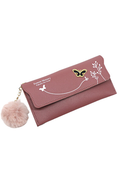 Tessero Women's envelope wallet made of eco-leather, butterfly pattern, multiple compartments, c closure