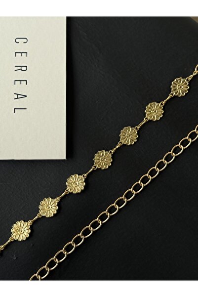 TABA BUTİK Ρυθμιζόμενη γυναικεία ζώνη με αλυσίδα με λεπτομέρεια χρυσού χρυσάν...