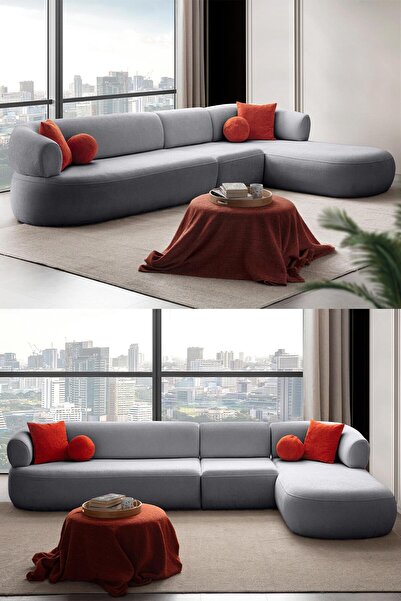 Eymense Roma Köşe Koltuk Piyonlu Sağ Köşe Gri