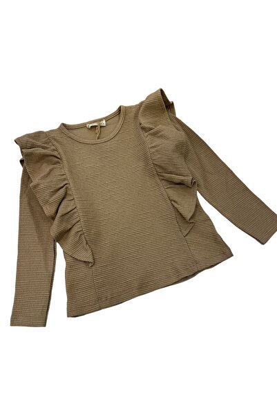 BOBBY JR KİDSWEAR Βρεφικό κορμάκι με βολάν πλεκτό σε μπεζ χρώμα