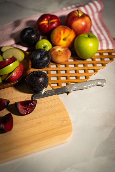 Solingen Simli Deliksiz Meyve Bıçağı – Gri Saplı, 18,5 cm, Paslanmaz Alman Çeliği (Tekli)