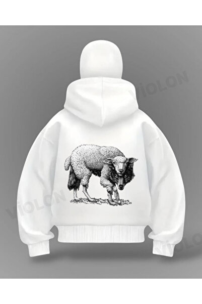 Violon سترة صوفية كبيرة الحجم بتفاصيل ذئب صامت