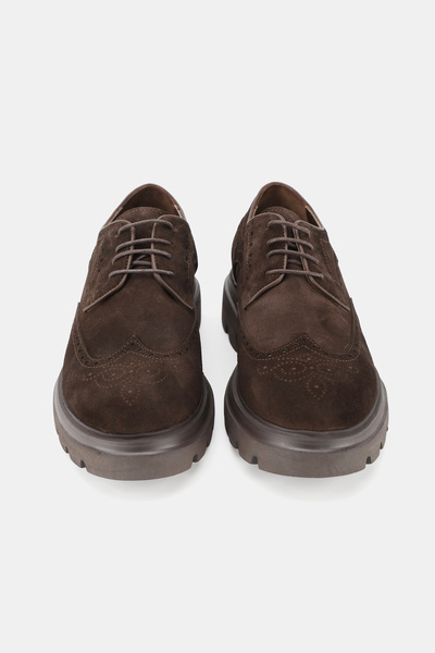 TUNAELLİ Men's Brown Suede Genuine Natural Leather Size 39-45 Eva Sole Lace-Up Shoes