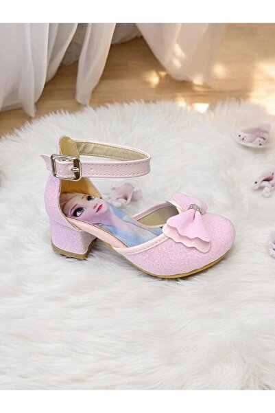 pediashoes Girl's Powder Pink Colored Mini-Heel Evening Shoes