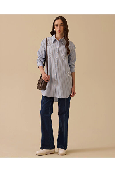 SCL Striped Beaded Detailed Shirt