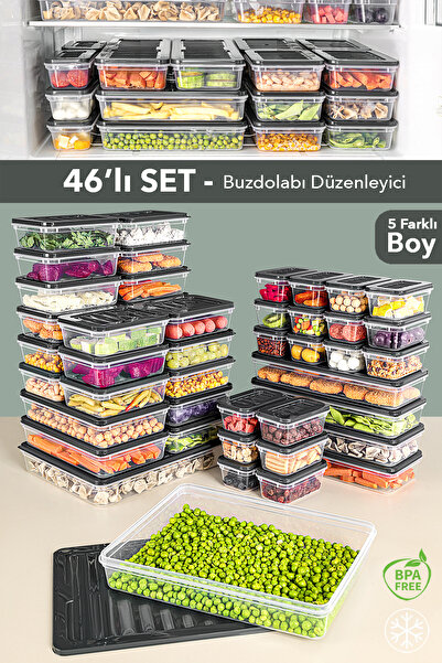 Meleni Home 46'lı Buzdolabı Organizer Set - Mikrodalgaya Uygun Düzenleyici Di...