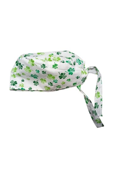 MariaCouture Medical Cap, Cotton, Four Leaf Clover Print, One Size