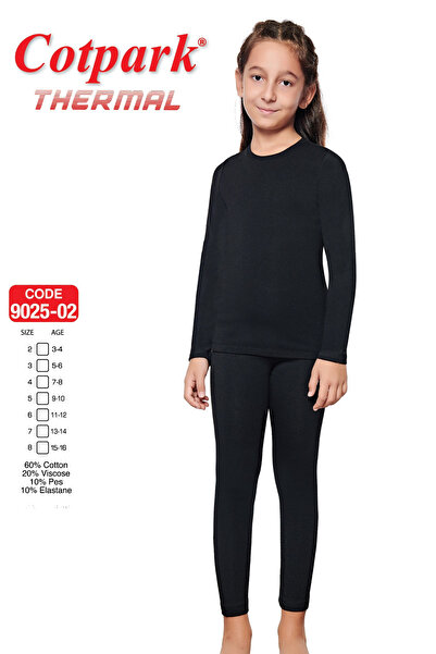 Cotpark Girl's Black Thermal Underwear Set - Black 9025
