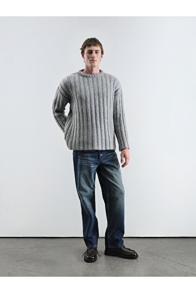 GIESTO Thick Twill Wool Gray Sweater