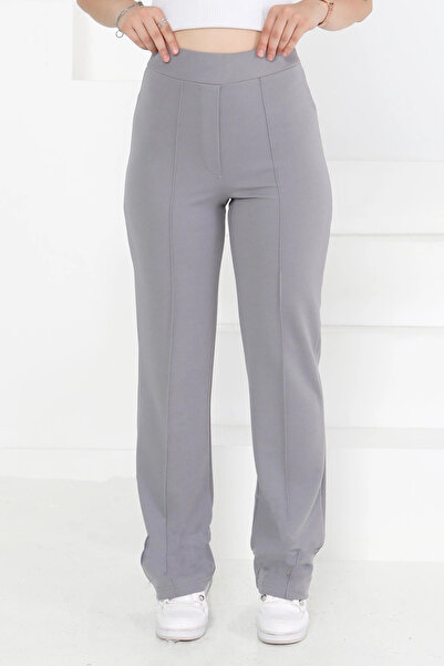 DESTEMODA Women's Spanish Leg Lycra Zara Crepe Trousers Gray 2503