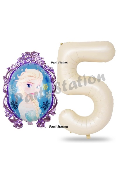 ikm balon Frozen Balon 5 Yaş Doğum Günü Set Frozen Elsa Konsept Balon ve Krem...