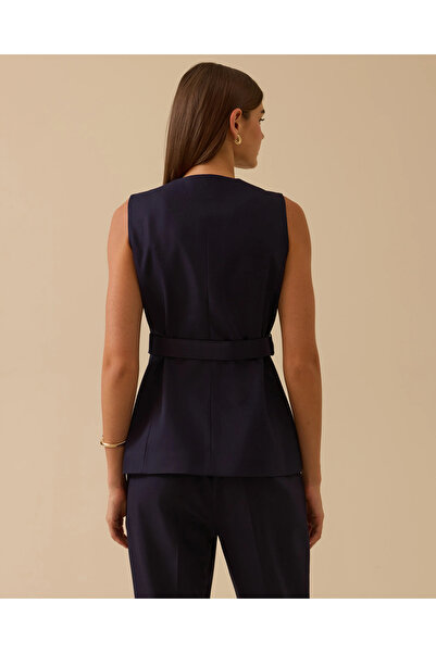 SEÇİL Belted Button Detailed Vest