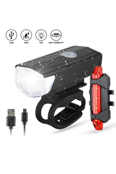 bisiklet dünyam Scooter & Bisiklet Uyumlu Usb Şarj Led Ön Far Arka Işık Su Ge...