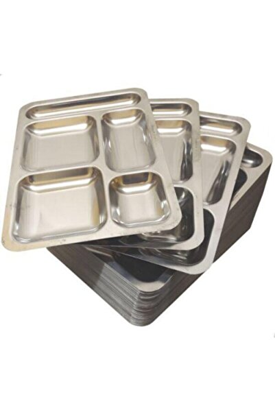 BİODATA 1 قطعة صينية طعام من الفولاذ المقاوم للصدأ مكونة من 5 أقسام، صينية طع...