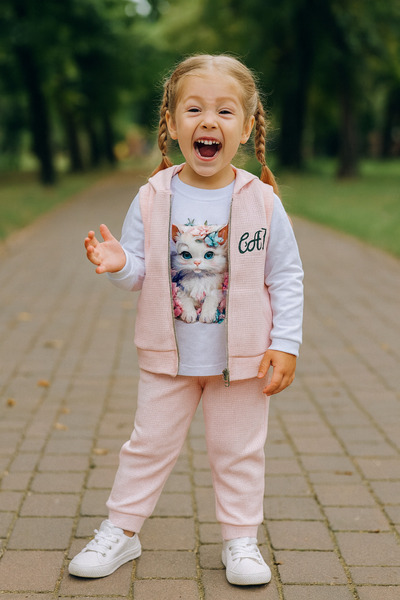 minitrends Țesătură Waffle 100% bumbac Setul al treilea pentru fetiță