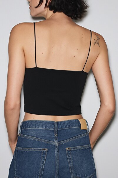 HAKKE Women's ribbed crop tank top with built-in bra support