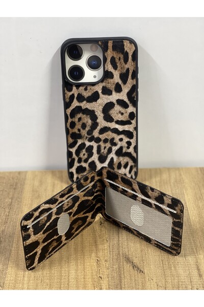 OSG İphone 16 Pro Max Uyumlu Leopar Magsafe Cüzdanlı Set Telefon Kılıfı
