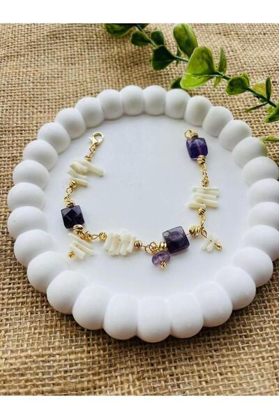 Luba Amethyst Natural Stone Steel Bracelet, Gift Packaged, Mother's Day, Vale...