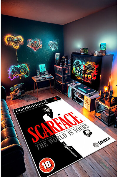 Artızon Dekoratif Kaymaz SCARFACE Gamer Yıkanabilir Halı