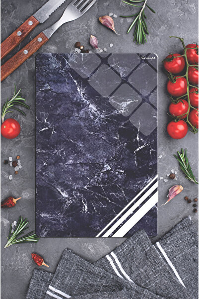 CONCEPT CAM 2-Piece Tempered Glass Cutting Board 20X30 & 25X35 cm |   Marble Patterned Hygienic Kitchen Chopping Glass