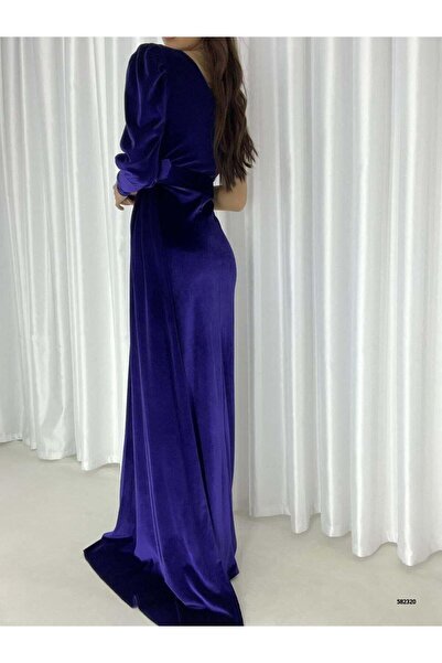 Modafeminen Rochie de seară din țesătură catifea, cu o singură bretele, lungime maxi 582320 PURPLE