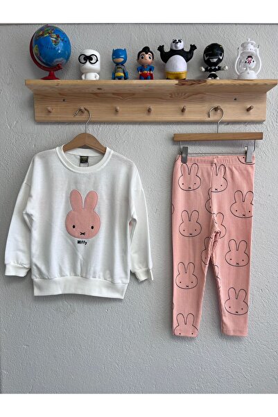 CoolCix Girl's Set with Rabbit Print and Embroidery Details, Leggings