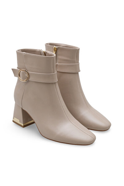 Women Lay-z Kadın Topuklu Bot Kare Burun Deri Görünümlü Kırışık Parlak 6.5 Cm...