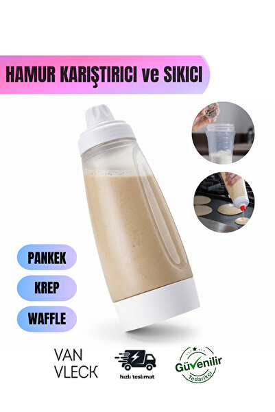 VAN VLECK Pankek, Krep ve Waffle Hamur Şişesi – Hamur Karıştırıcı Toplu Plastik Şişe