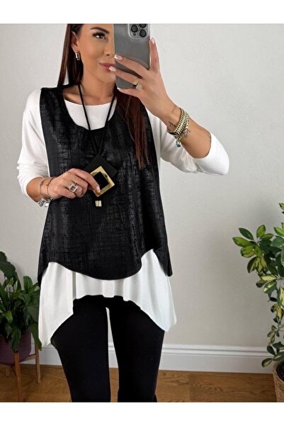 ALPACO طقم نسائي من ثلاث قطع يتضمن سترة جلدية سوداء وقلادة - مجموعة