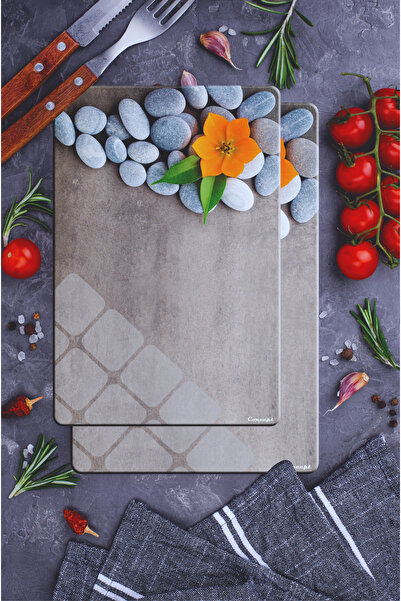 CONCEPT CAM Premium 2-Piece Tempered Glass Cutting Board 20X30 & 25X35 cm |   Stone Pattern Hygienic Kitchen Chopping Glass