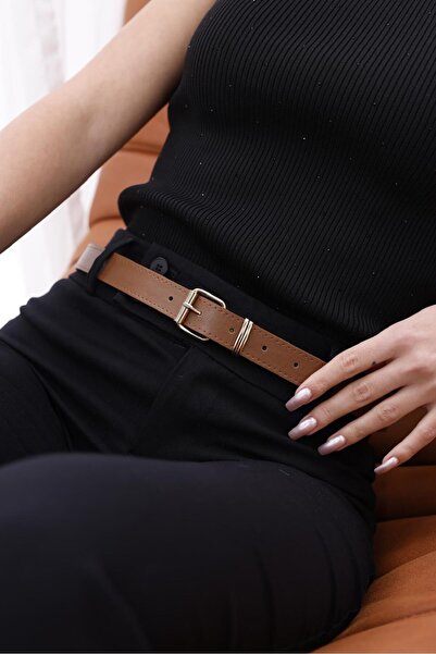 Mynoa حزام نسائي بإبزيم إيطالي ذهبي، حزام بنطلون، حزام جاكيت، حزام قميص.