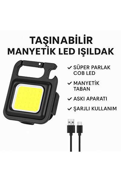 homvira Taşınabilir Manyetik Şarjlı LED Işıldak – Süper Parlak COB LED, Askı ...