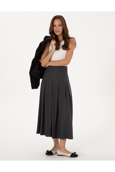 Pierre Cardin Antrasit A Kesim Dokuma Etek 50313659-VR006