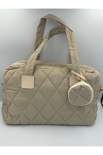 DİYKAYA Kadın Açik Vizon Puf Kapitone Desenli Cüzdanlı Valiz El Ve Omuz Çantası