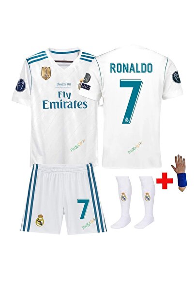 FAMİLYSTAN Real Madrid 2018 Ronaldo Çocuk Forması Şort Çorap Bileklik Hediyeli..