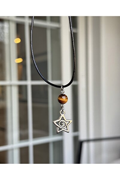 WhimsyWhite Natural Stone Spiral Star Rope Necklace, Handmade Natural Stone Necklace