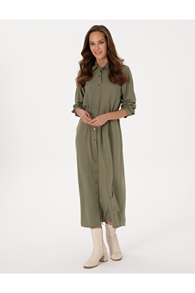 Pierre Cardin Haki Comfort Fit Dokuma Elbise 50318233-VR027