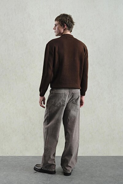 GIESTO Gold Buttoned Polo Neck Sweater