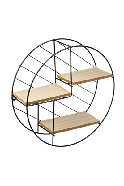 OEM Raft rotund de perete metalic cu 3 rafturi din lemn 30x9cm