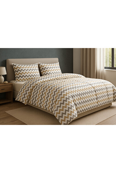 sehra طقم غطاء لحاف مزدوج مصنوع من 70% قطن + ملاءة مرنة + 2 غطاء وسادة