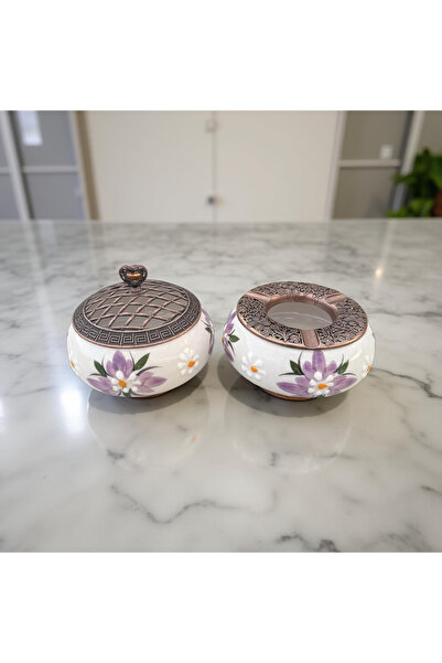 İlbay Çini Takı Lila Çiğdem çiçeği şekerlik küllük takımı