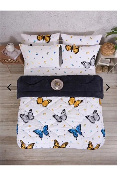 Esre ev tekstili Battal boy welsoft uyku seti siyah kelebek
