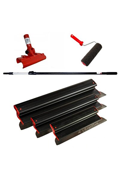 olejnik Set 3 gletiere profesionale, inox, 40, 60, 80 cm, suport, maner telescopic 1.2-2.2 m, rola gletuit