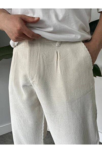 KHAYN ERKEK BAGGY PİLELİ FİTİLLİ KADİFE KUMAŞ PANTALON K2051KP