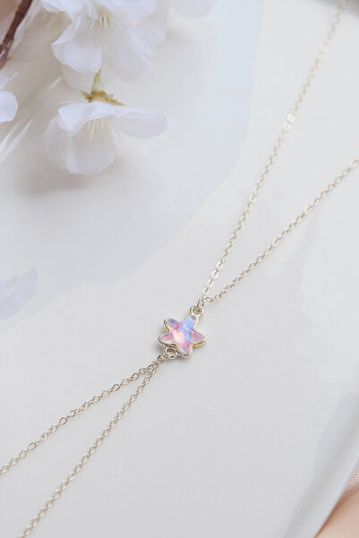 AURRARİ Silver Pembe Zirkon Taşlı Yıldız Şahmeran