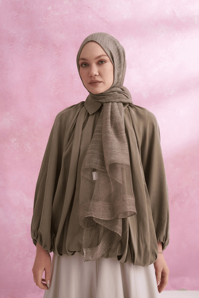 ARMANDA İpekli Eskitme model Şal - Vizon