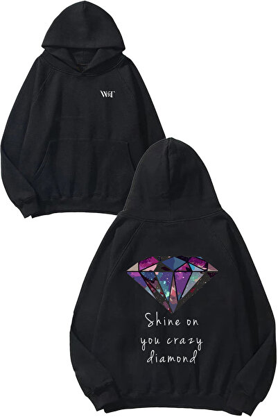 THEWERT Hanorac negru cu glugă cu imprimeu pe spate Pink Floyd Shine On You D...