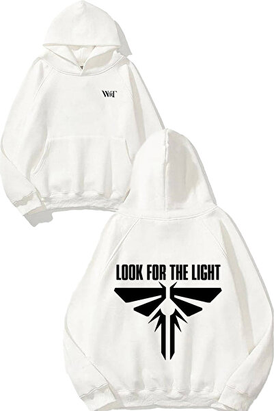 THEWERT Hanorac alb cu glugă cu imprimeu pe spate Look For The Light Firefly Design