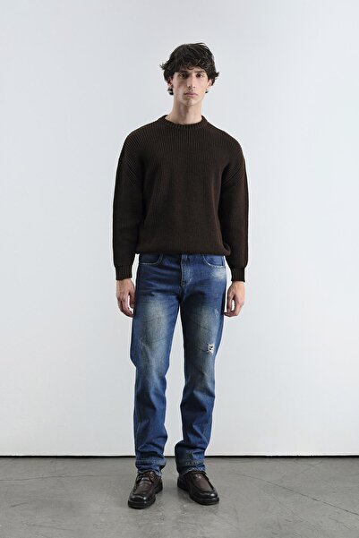 GIESTO Regular Fit Ribbed Knit Sweater