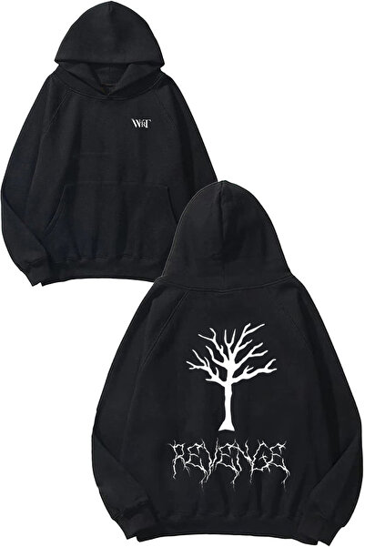 THEWERT Hanorac negru cu glugă cu imprimeu pe spate Xxxtentacion Revenge Tree Design